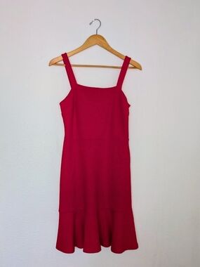 GAP Fitted Square-Neck Pink Midi Dress